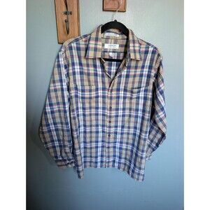 Vintage Blue Plaid Long Sleeve Button Up Shirt Size L by Arrow Sport